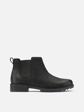 Sorel Women's Black Emelie II Leather Classic Ankle Slip-On Ankle Bootie Sz 7.5